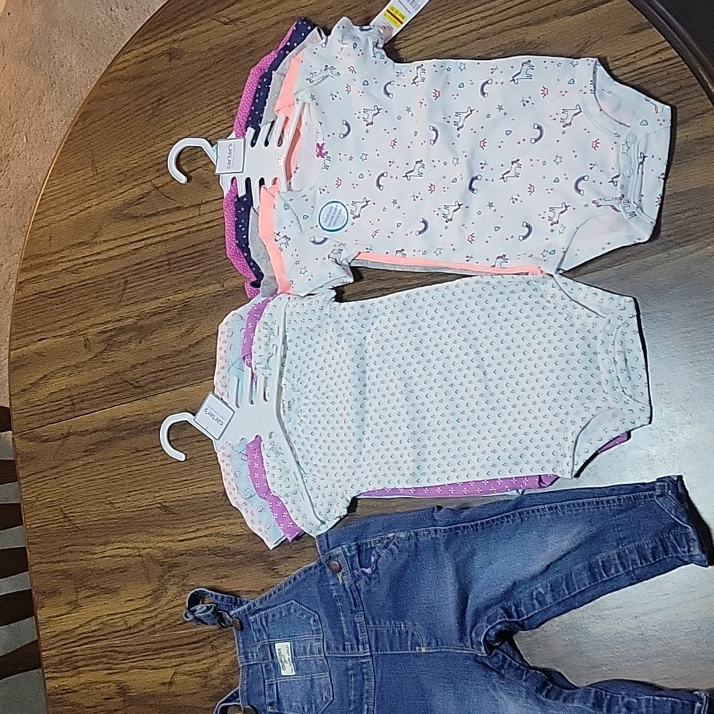 Oshkosh overalls, 9 Carter's Baby girl onesies